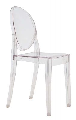 Victoria Ghost Stuhl von Kartell, glasklarer Designstuhl aus transparentem Polycarbonat für Esszimmer und Wohnbereich.